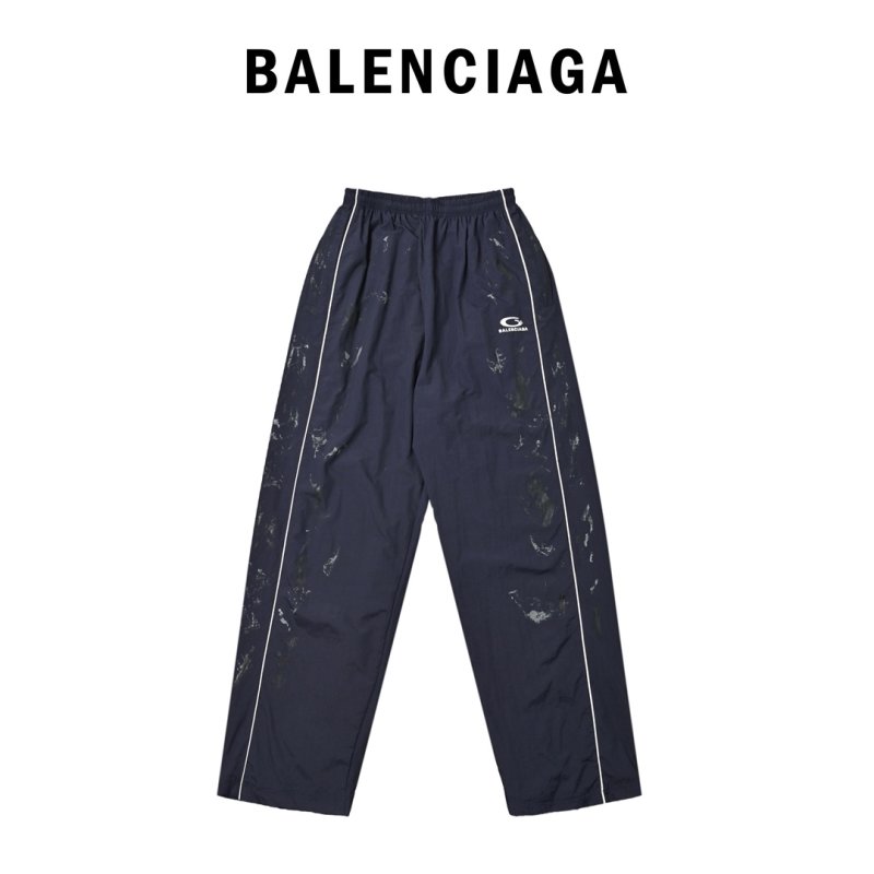 Balenciaga Navy Distressed Track Pants view