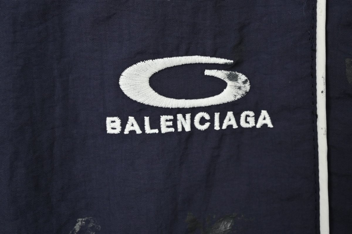 Balenciaga Navy Distressed Track Pants view