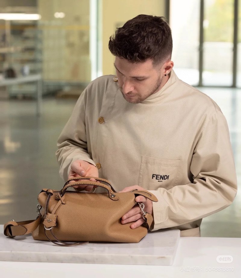 Fendi Peekaboo Beige Leather Tote Bag view
