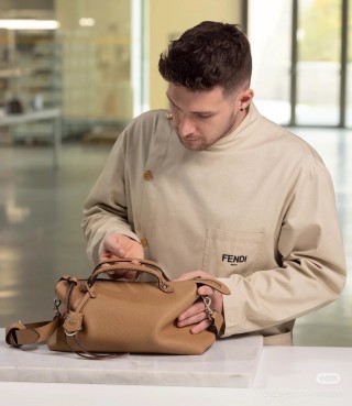 Fendi Peekaboo Beige Leather Tote Bag view 2