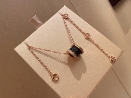 Bulgari Rose Gold Black Ceramic Diamond Necklace
