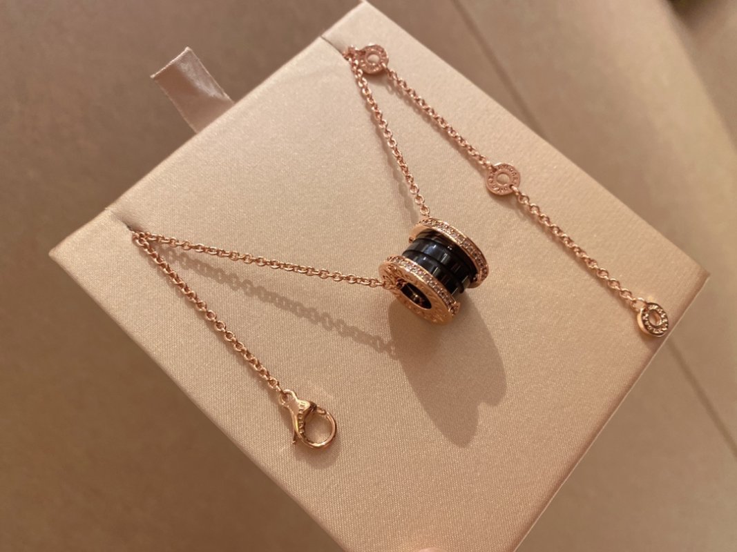 Bulgari Rose Gold Black Ceramic Diamond Necklace view