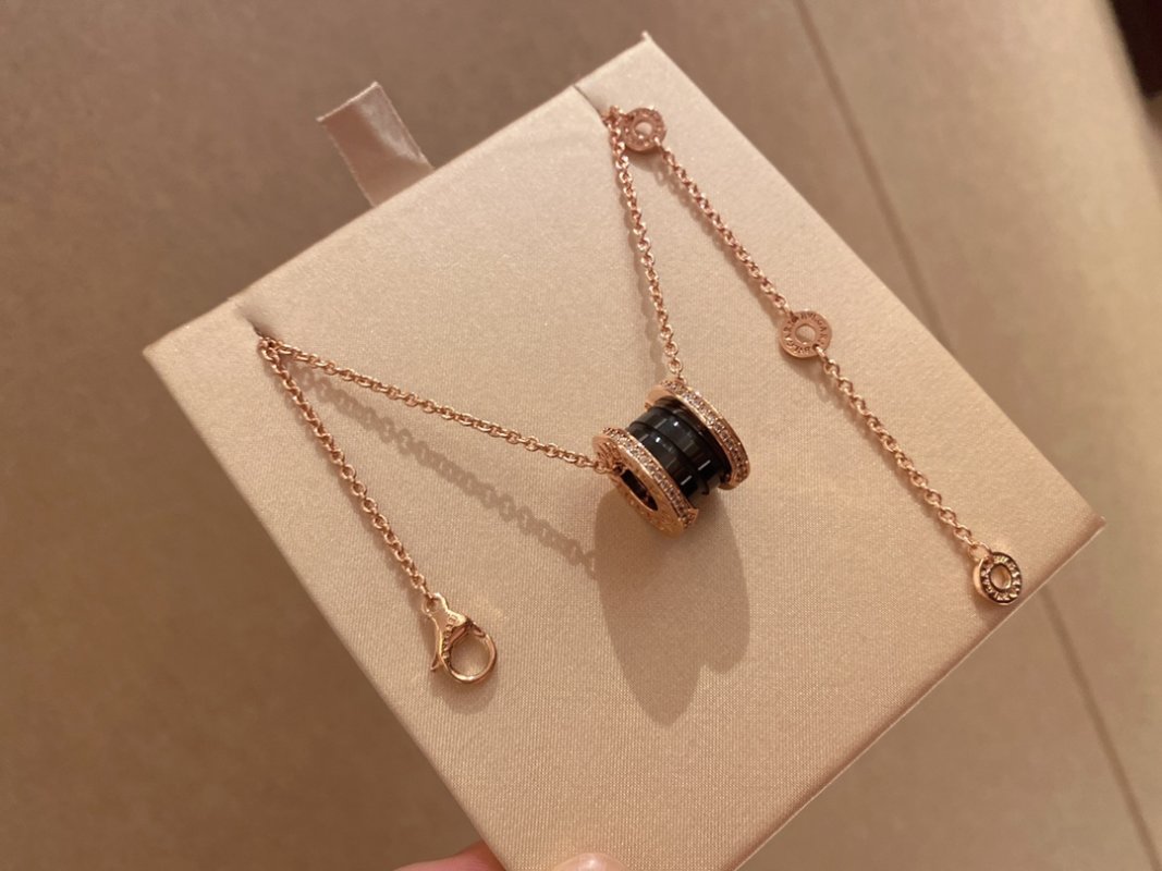 Bulgari Rose Gold Black Ceramic Diamond Necklace view