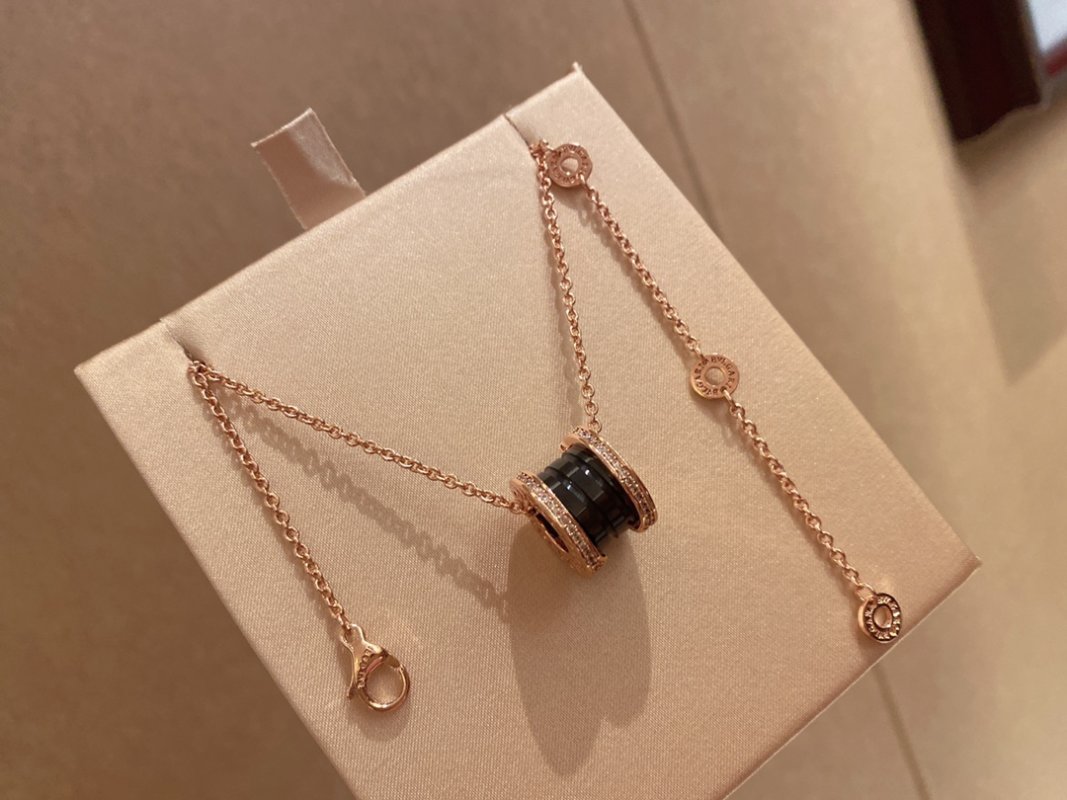 Bulgari Rose Gold Black Ceramic Diamond Necklace view