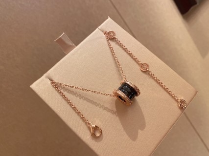 Bulgari Rose Gold Black Ceramic Diamond Necklace view 6