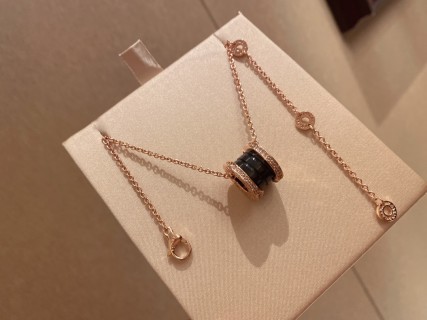 Bulgari Rose Gold Black Ceramic Diamond Necklace view 7