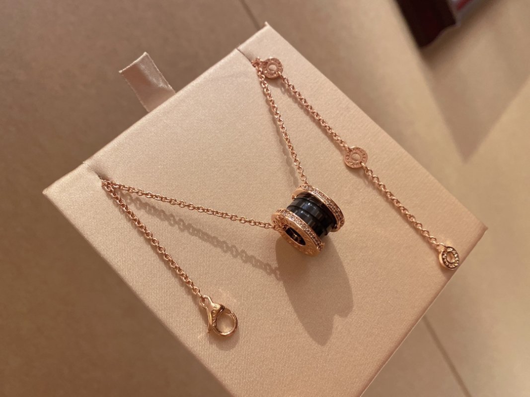 Bulgari Rose Gold Black Ceramic Diamond Necklace view