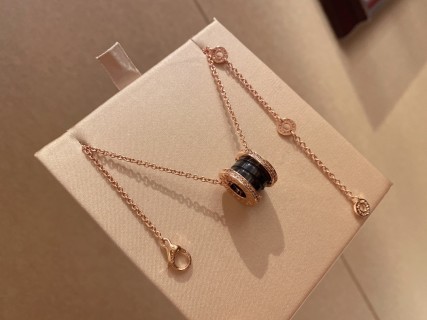 Bulgari Rose Gold Black Ceramic Diamond Necklace view 8