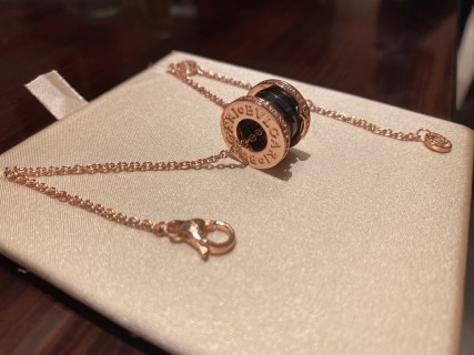 Bulgari Rose Gold Black Ceramic Diamond Necklace view 9