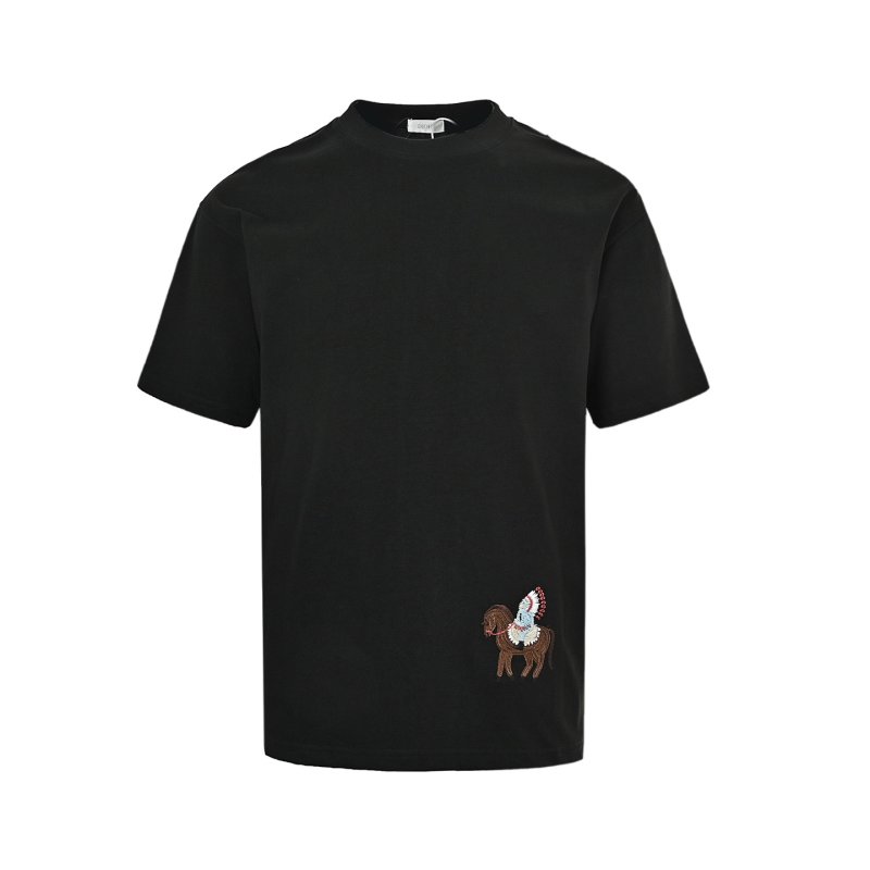 Black Graphic T-Shirt with Embroidered Camel Design view