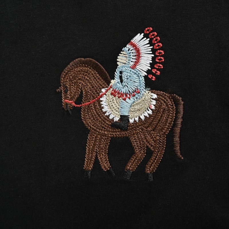 Black Graphic T-Shirt with Embroidered Camel Design view