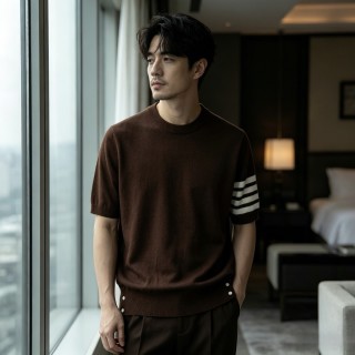 Brown Stripe Short-Sleeve T-Shirt view 3