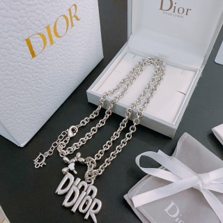 Dior Silver-Tone Logo Charm Necklace view 2