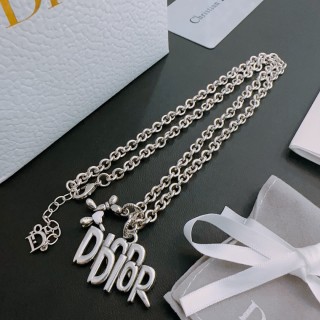 Dior Silver-Tone Logo Charm Necklace view 8