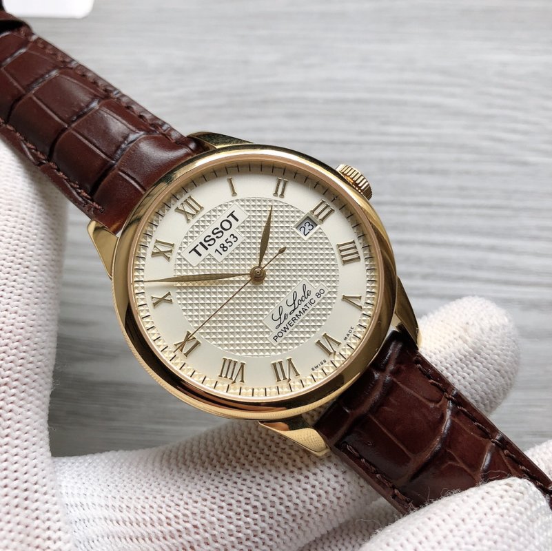 Tissot PRX Powermatic 80 Gold Cream Dial Leather Watch