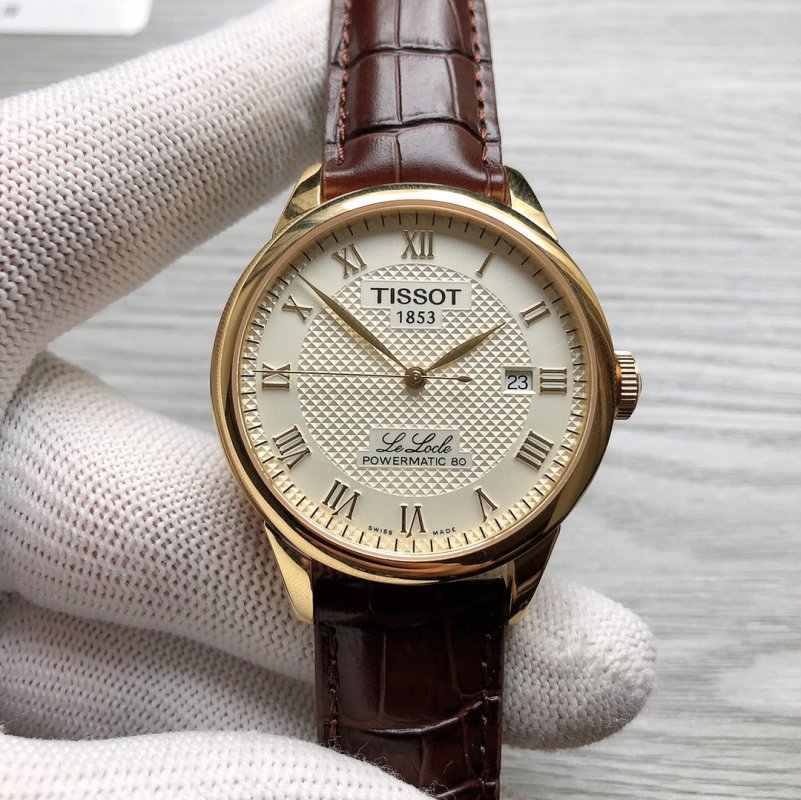 Tissot PRX Powermatic 80 Gold Cream Dial Leather Watch view