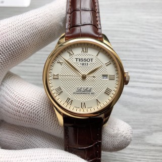 Tissot PRX Powermatic 80 Gold Cream Dial Leather Watch view 2