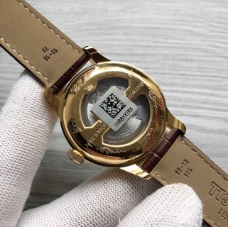 Tissot PRX Powermatic 80 Gold Cream Dial Leather Watch view 4