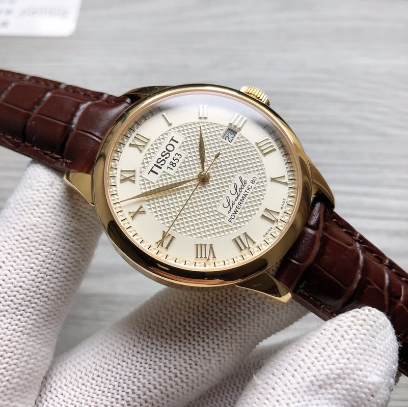 Tissot PRX Powermatic 80 Gold Cream Dial Leather Watch view