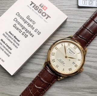 Tissot PRX Powermatic 80 Gold Cream Dial Leather Watch view 7