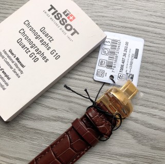 Tissot PRX Powermatic 80 Gold Cream Dial Leather Watch view 8