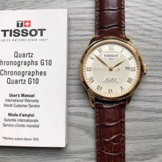 Tissot PRX Powermatic 80 Gold Cream Dial Leather Watch view 9