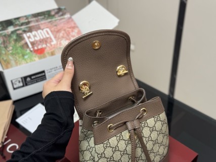 Gucci GG Canvas Backpack with Web Stripe - Beige view 6