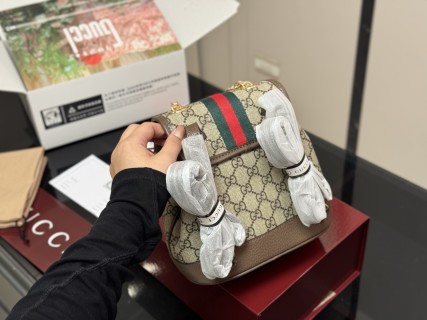 Gucci GG Canvas Backpack with Web Stripe - Beige view 8
