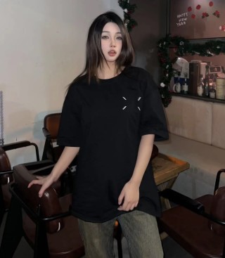 Black Oversized Short Sleeve T-Shirt with Embroidered Detail