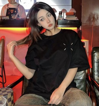 Black Oversized Short Sleeve T-Shirt with Embroidered Detail view 6