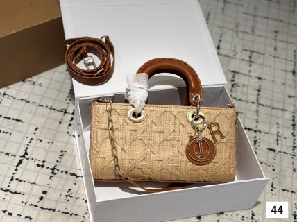 Dior Princess Tote Bag Beige with Brown Leather Handles
