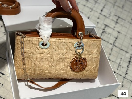 Dior Princess Tote Bag Beige with Brown Leather Handles view 3