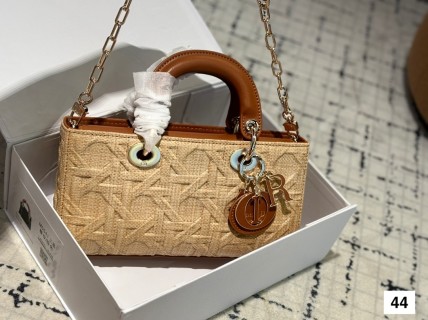 Dior Princess Tote Bag Beige with Brown Leather Handles view 4