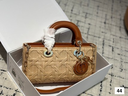 Dior Princess Tote Bag Beige with Brown Leather Handles view 6
