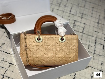 Dior Princess Tote Bag Beige with Brown Leather Handles view 7