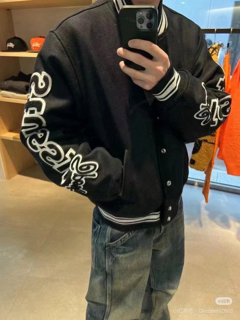 Chrome Hearts Black Varsity Bomber Jacket with Embroidered Sleeves