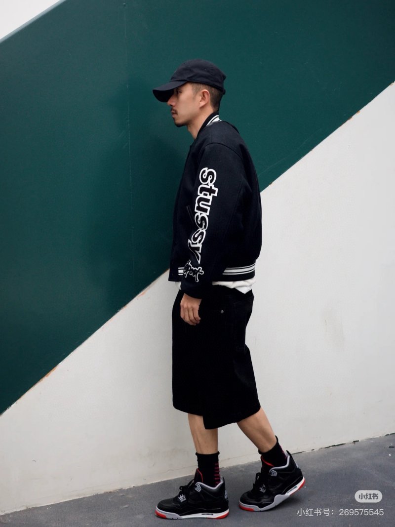 Chrome Hearts Black Varsity Bomber Jacket with Embroidered Sleeves view