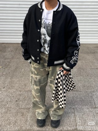 Chrome Hearts Black Varsity Bomber Jacket with Embroidered Sleeves view 5