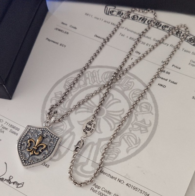 Chrome Hearts Silver Shield Pendant Necklace
