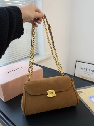 Miu Miu Caramel Suede Chain Shoulder Bag