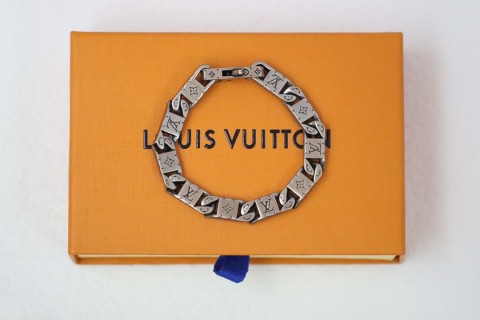 Louis Vuitton Silver Matte Monogram Cuba Link Bracelet