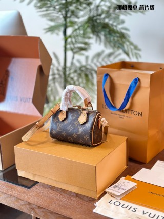 Louis Vuitton Speedy Nano Monogram Canvas Caramel Leather Pillow Bag