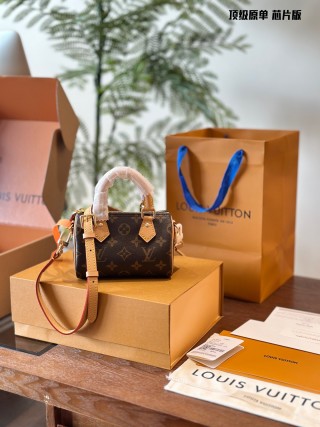 Louis Vuitton Speedy Nano Monogram Canvas Caramel Leather Pillow Bag view 5