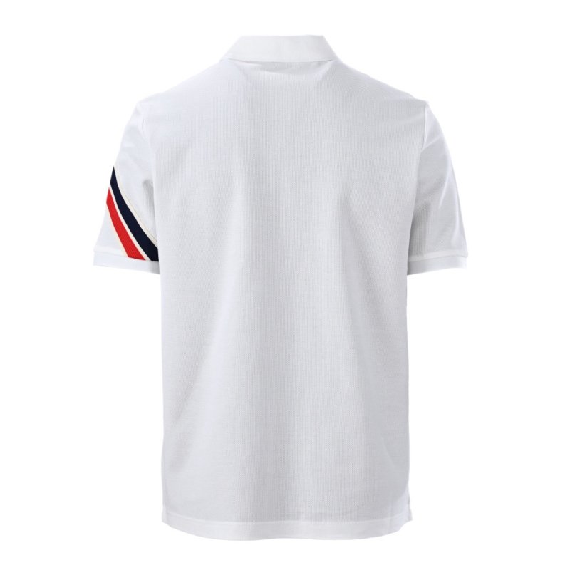 Moncler White Polo Shirt with Tricolor Stripe view