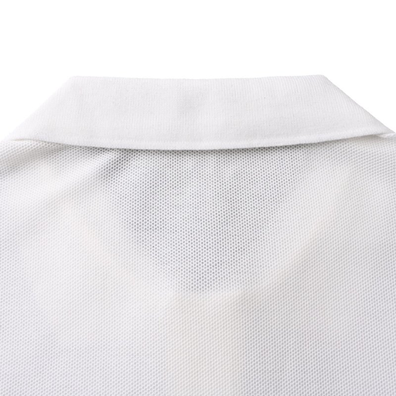 Moncler White Polo Shirt with Tricolor Stripe view