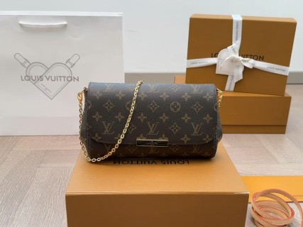 Louis Vuitton Monogram Canvas Chain Shoulder Bag Brown