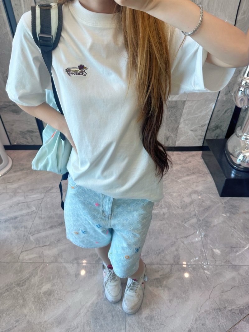 White Embroidered Short Sleeve T-Shirt view