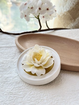 Ceramic Lotus Flower Essential Oil Diffuser - White view 5