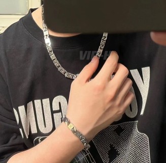Louis Vuitton LV Monogram Cuban Link Silver Necklace view 2