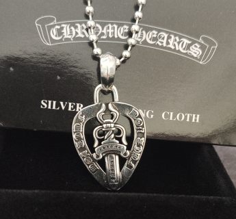 Chrome Hearts Sword Shield Heart Pendant Silver Necklace view 6